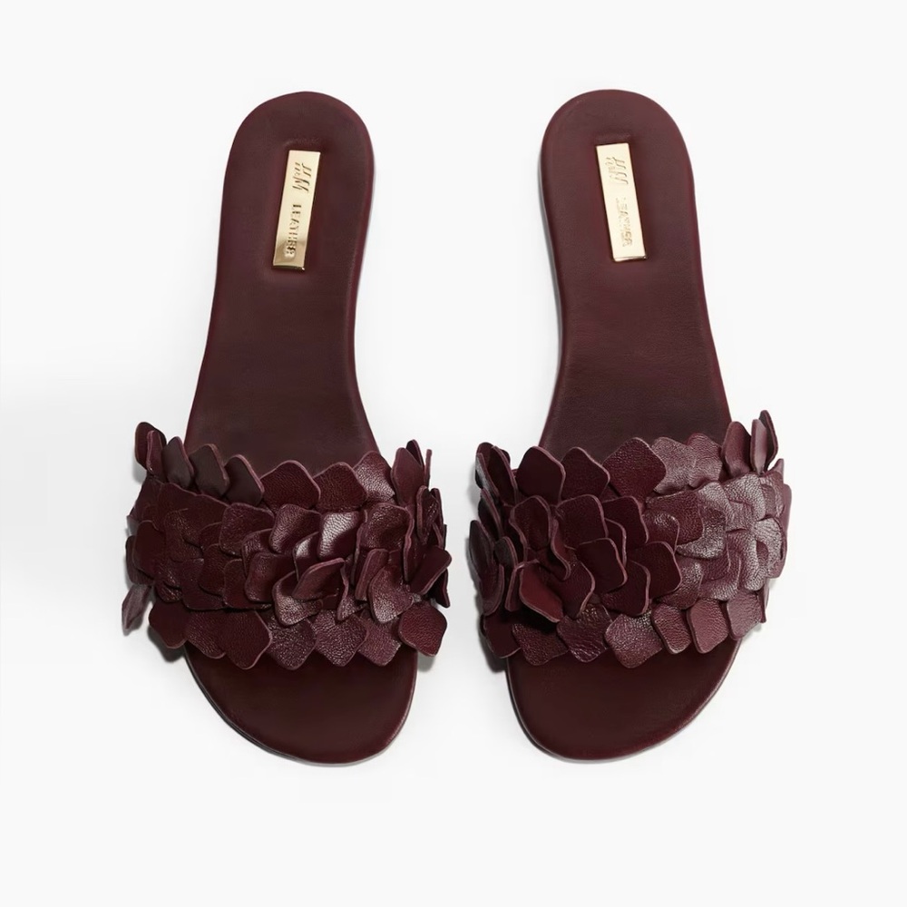H&M.  NWT. Premium Selection  Burgundy Leather Sandals.  Size 9. Sold out